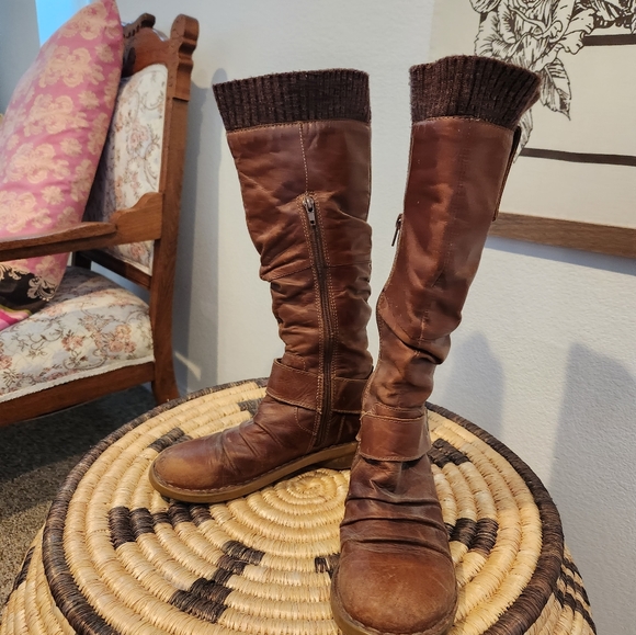 Aldo lovely taupe-brown boots 7 with knit band detail - Picture 3 of 11
